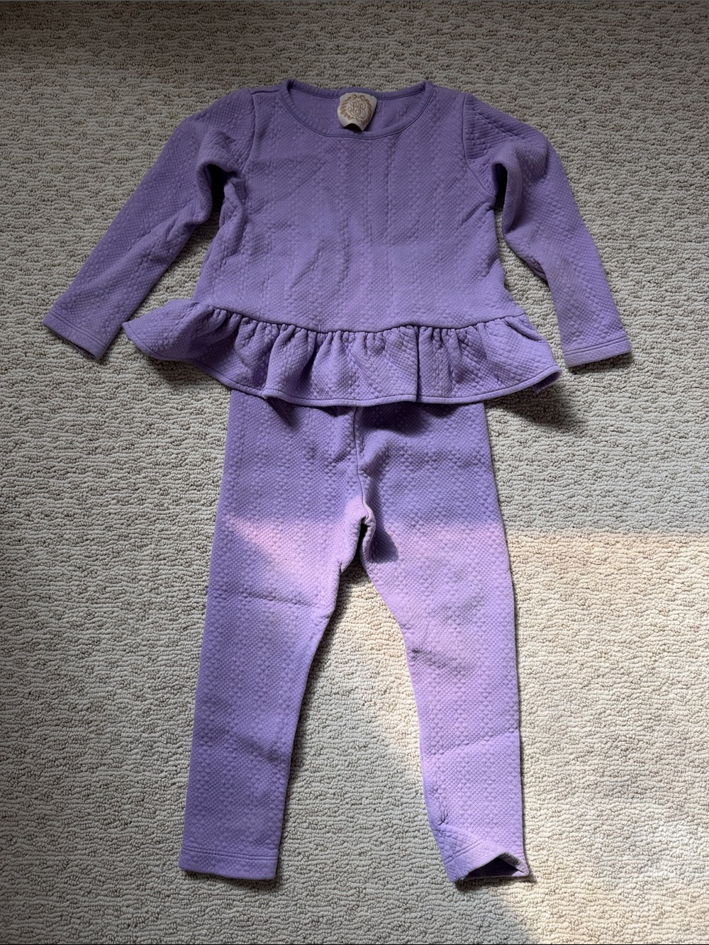 Beaufort Bonnet Company Girls Lavender Ruffle Sweatshirt Top & Legging Set